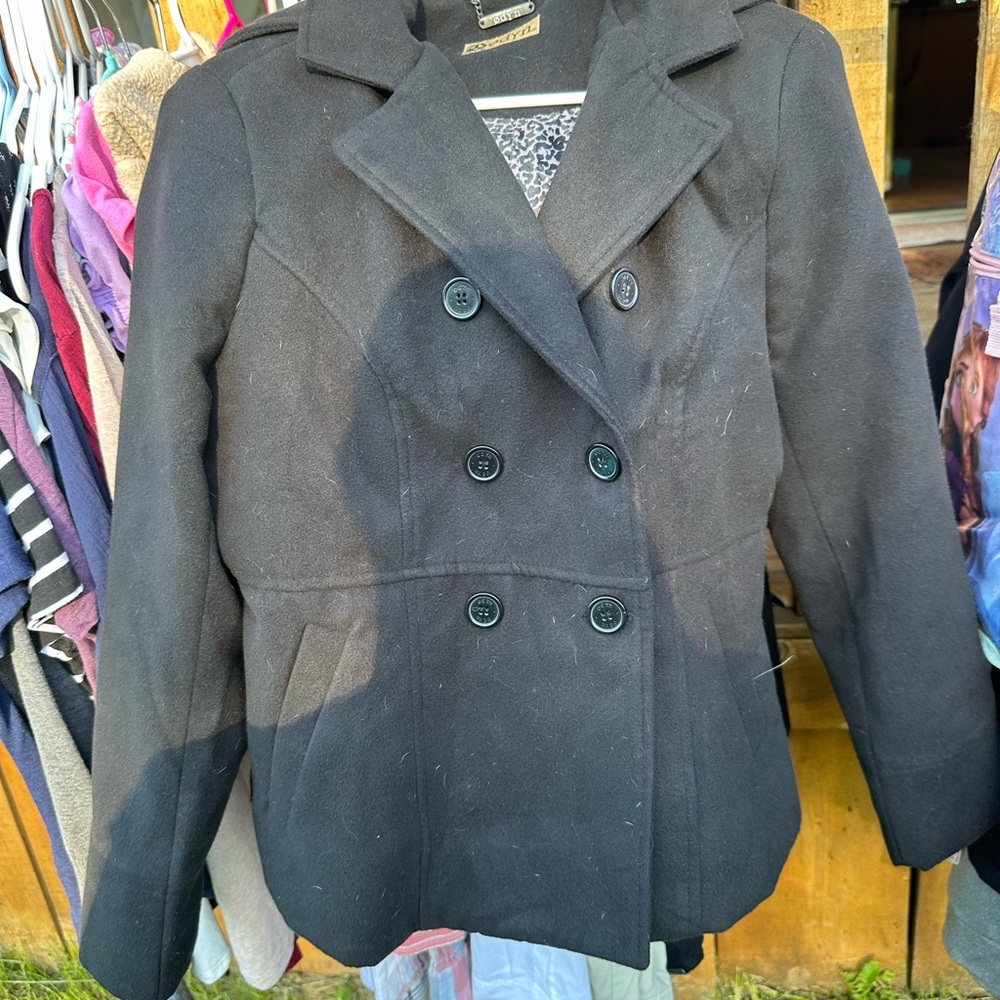 Women's Black Double-Breasted Coat